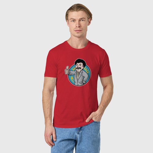 Мужская футболка хлопок с принтом Борат Fallout Boy, фото на моделе #1