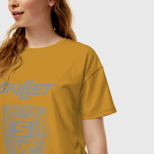 Женская футболка хлопок Oversize Skillet, цвет горчичный - фото 3