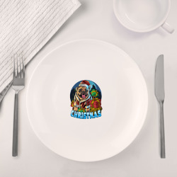 Набор: тарелка + кружка Рождественский мопс - фото 2