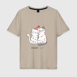 Мужская футболка хлопок Oversize Merry Cat