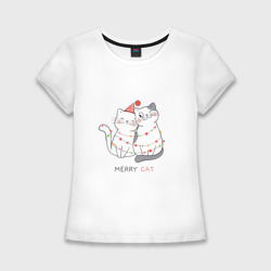 Женская футболка хлопок Slim Merry Cat