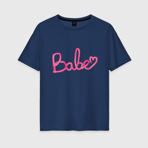 Женская футболка хлопок Oversize Babe, цвет темно-синий
