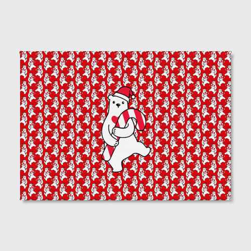 Холст прямоугольный Новогодний белый мишка, цвет 3D печать - фото 2