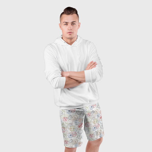 Мужские шорты спортивные Со штампами стран мира, цвет 3D печать - фото 5