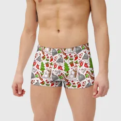 Мужские купальные плавки 3D Новогодний фон - фото 2