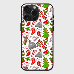 Чехол силиконовый для Apple iPhone 15 Pro Мax матовый Новогодний фон