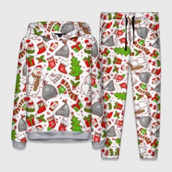 Женский костюм с толстовкой 3D Новогодний фон