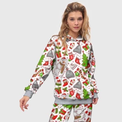 Женский костюм с толстовкой 3D Новогодний фон - фото 2