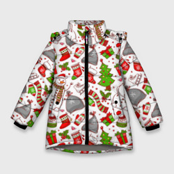 Зимняя куртка для девочек 3D Новогодний фон