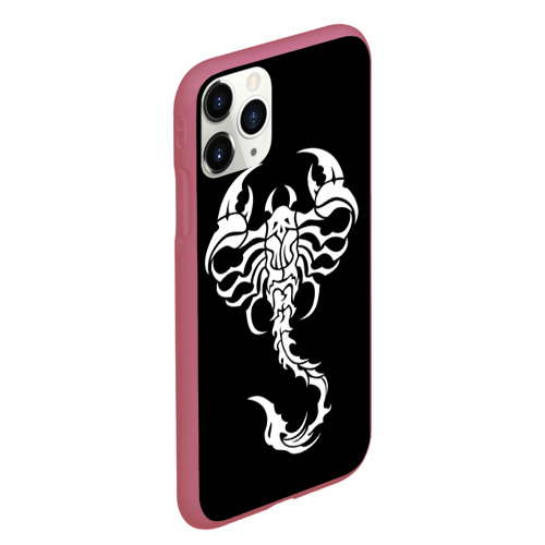 Чехол для iPhone 11 Pro Max матовый Скорпион, цвет малиновый - фото 3