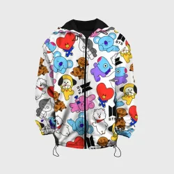 Детская куртка 3D BTS BT21 паттерн персонажи-маскоты БТС