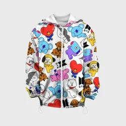 Детская куртка 3D BTS BT21 паттерн персонажи-маскоты БТС