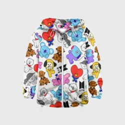 Детская ветровка 3D BTS BT21 паттерн персонажи-маскоты БТС