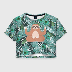 Женская футболка Crop-top 3D Ленивец Йог