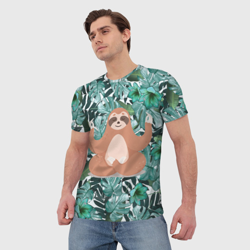 Мужская футболка 3D Ленивец Йог, цвет 3D печать - фото 3