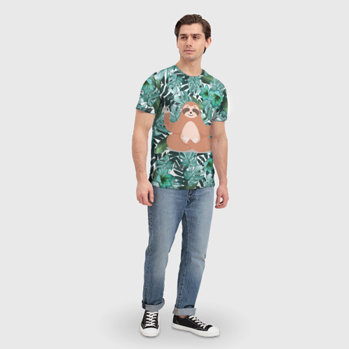Мужская футболка 3D Ленивец Йог, цвет 3D печать - фото 5