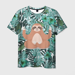 Мужская футболка 3D Ленивец Йог