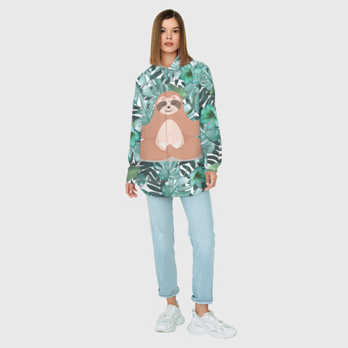 Женская рубашка oversize 3D с принтом Ленивец Йог, вид сбоку #3