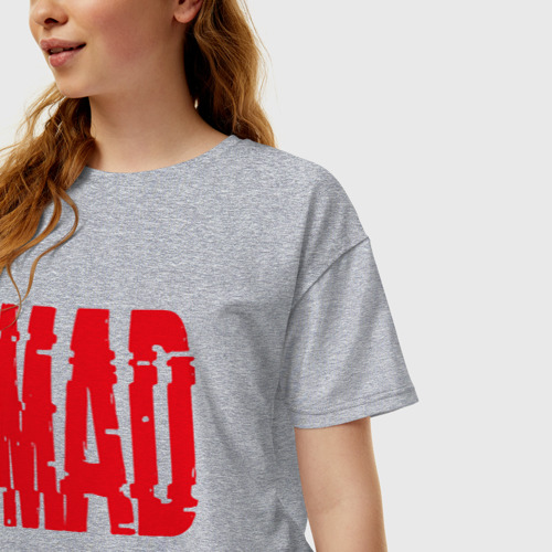 Женская футболка хлопок Oversize Mad glitch, цвет меланж - фото 3