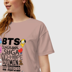 Женская футболка хлопок Oversize BTS BT21 - фото 2