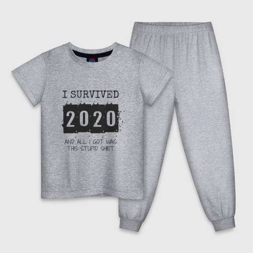 Детская пижама хлопок с принтом 2020 - я выжил, вид спереди #2