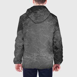 Куртка с принтом Демон Либе для мужчины, вид на модели сзади №2. Цвет основы: белый
