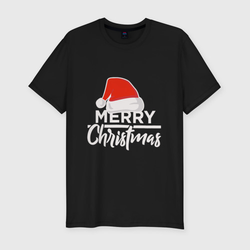 Мужская футболка хлопок Slim Merry Christmas 2023, цвет черный