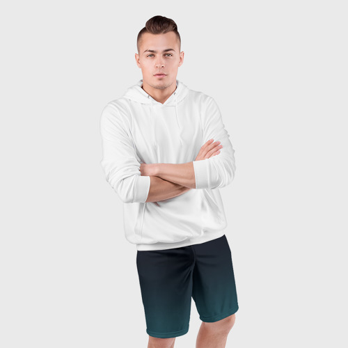 Мужские шорты спортивные Градиент темно-зеленый, цвет 3D печать - фото 5