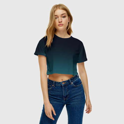 Женская футболка Crop-top 3D Градиент темно-зеленый, цвет 3D печать - фото 3
