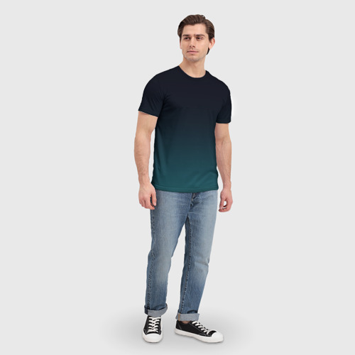 Мужская футболка 3D с принтом Градиент темно-зеленый, вид сбоку #3