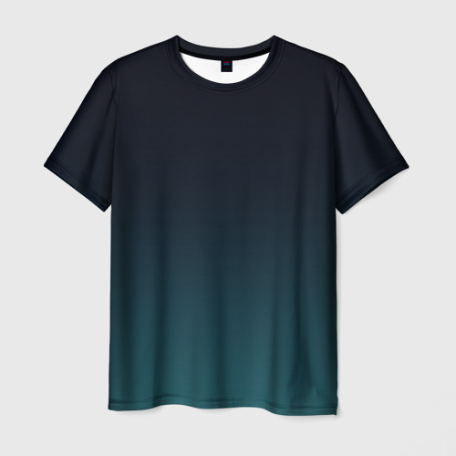 Мужская футболка с принтом Градиент темно-зеленый, вид спереди №1