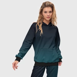 Женский костюм с толстовкой 3D Градиент темно-зеленый - фото 2