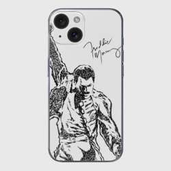 Чехол для iPhone 15 силиконовый с защитой камеры Freddie Mercury