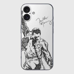 Чехол для iPhone 16 силиконовый с защитой камеры Freddie Mercury