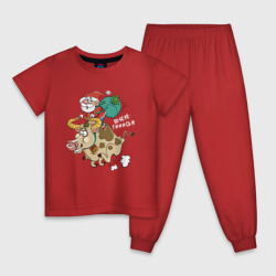 Детская пижама хлопок Санта на олене