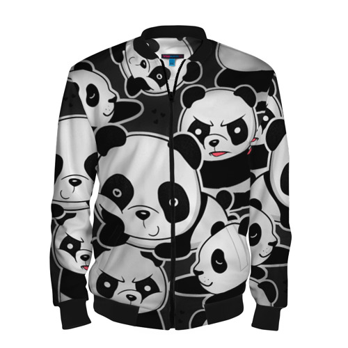 Мужской бомбер 3D Смешные панды, цвет черный