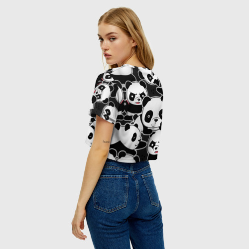 Женская футболка Crop-top 3D Смешные панды, цвет 3D печать - фото 5