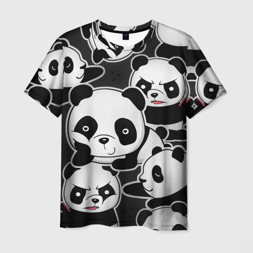 Мужская футболка с принтом Смешные панды, вид спереди №1