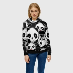 Женская толстовка 3D Смешные панды паттерн - фото 2
