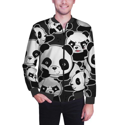 Мужской бомбер 3D Смешные панды, цвет черный - фото 3