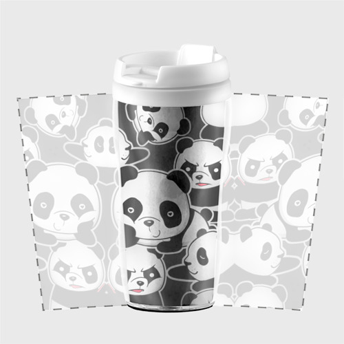 Термокружка-непроливайка Смешные панды, цвет белый - фото 2
