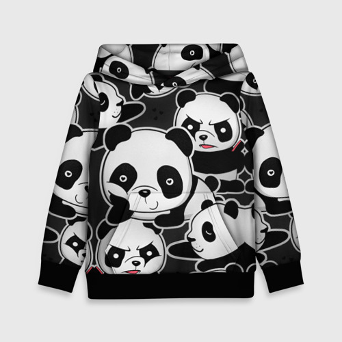 Детская толстовка 3D Смешные панды, цвет черный