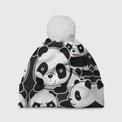 Шапка 3D c помпоном Смешные панды