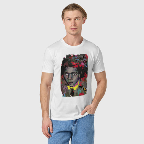 Мужская футболка хлопок с принтом Jean Michel Basquiat, фото на моделе #1