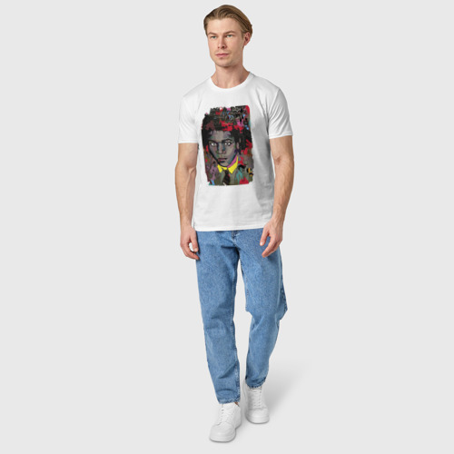 Мужская футболка хлопок с принтом Jean Michel Basquiat, вид сбоку #3