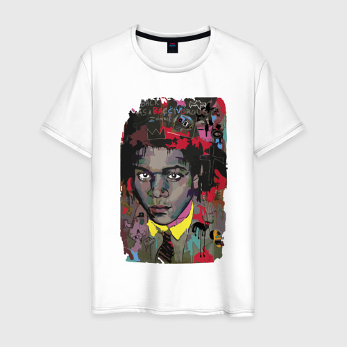 Мужская футболка хлопок с принтом Jean Michel Basquiat, вид спереди #2