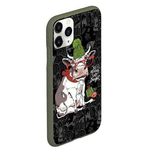 Чехол для iPhone 11 Pro матовый Be Merry and Bright, цвет темно-зеленый - фото 3