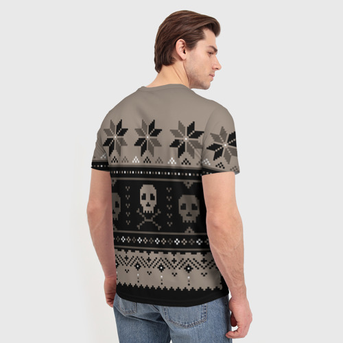 Мужская футболка 3D Пиксельный ugly свитер с черепом быка, цвет 3D печать - фото 4