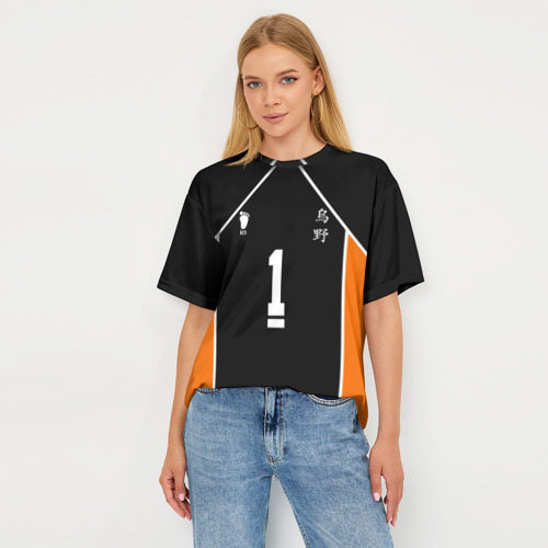 Женская футболка oversize 3D Форма капитана Haikyuu!!, цвет 3D печать - фото 5