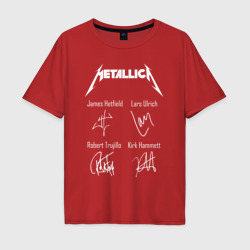 Мужская футболка хлопок Oversize Metallica автографы